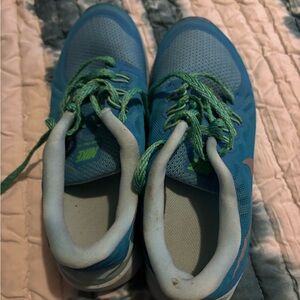 Nike Kids Teal and Lime Sneakers